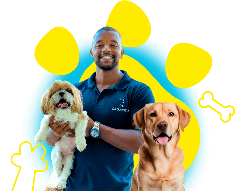 Jonathan Normandia da CÃOJUNTO com dois cães